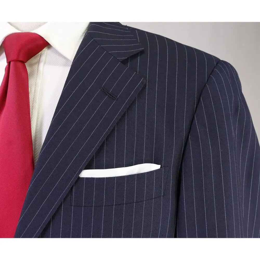 Sartoria Parma Beams F by Caruso Navy Blue Pinstripe 2-Btn Wool Suit 38R